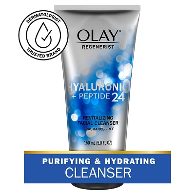 Olay Regenerist Hyaluronic + Peptide 24 Face Wash, Fragrance-Free