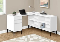 Monarch Specialties Computer Desk - 60"L / White L-Shaped Corner