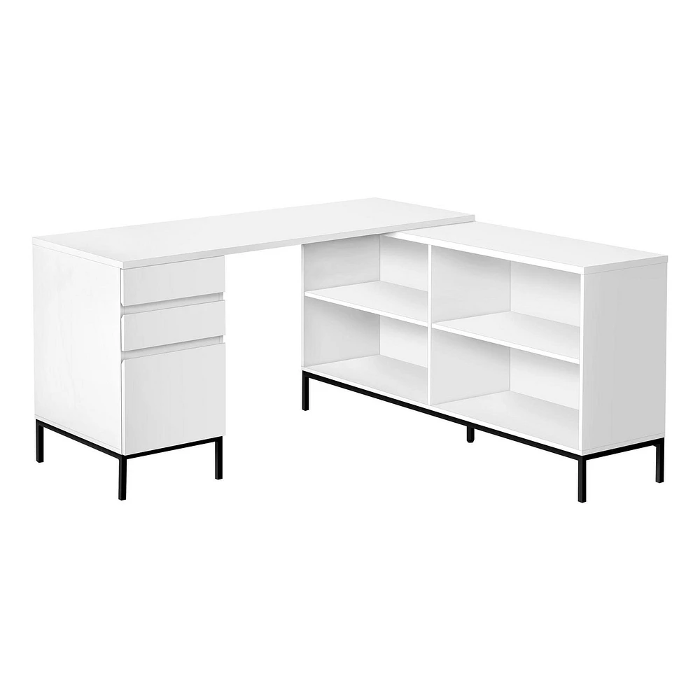 Monarch Specialties Computer Desk - 60"L / White L-Shaped Corner