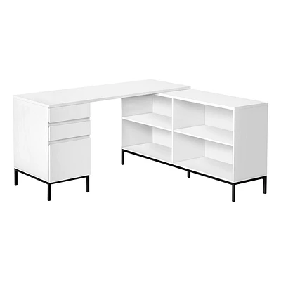 Monarch Specialties Computer Desk - 60"L / White L-Shaped Corner