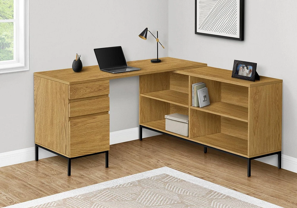 Monarch Specialties Computer Desk - 60"L / Light Oak L-Shaped Corner