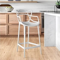 Heavenly Collection White Plastic Bar Stool - SET OF 3