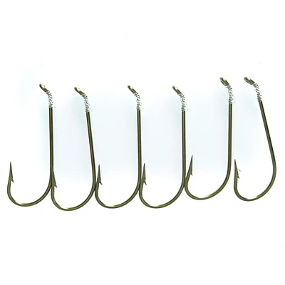 Mustad 164A-6-6 Classic Snelled Kirby Hook (3164A) - Bronze, sz 6 (777540), Classic Snelled Kirby Hook- Bronze, sz 6