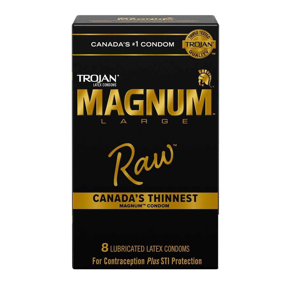 Trojan Magnum Raw Large Size Lubricated Condoms, 8 Lubricated Latex Condoms