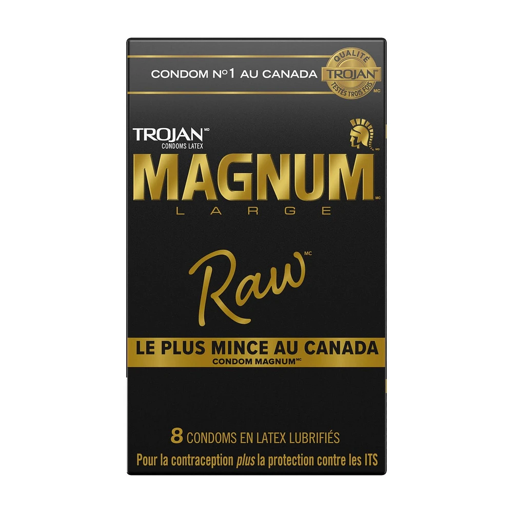 Trojan Magnum Raw Large Size Lubricated Condoms, 8 Lubricated Latex Condoms