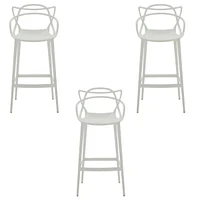 Heavenly Collection White Plastic Bar Stool - SET OF 3