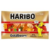 Haribo Goldbears Gummy Candy, Pocket Size Bag, No Artificial Colours, 60g