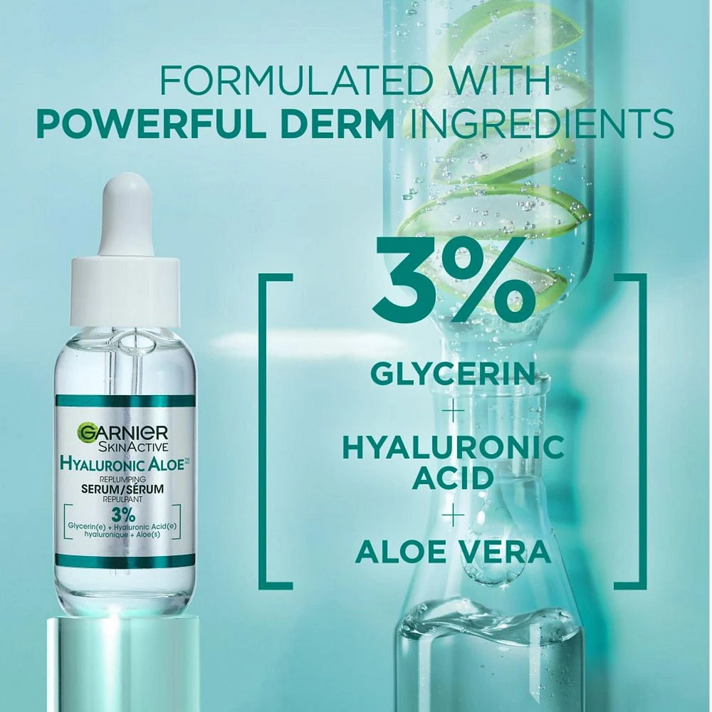 Garnier Hyaluronic Acid Face Serum With Aloe Vera, Replumping and Hydrating, 30 mL