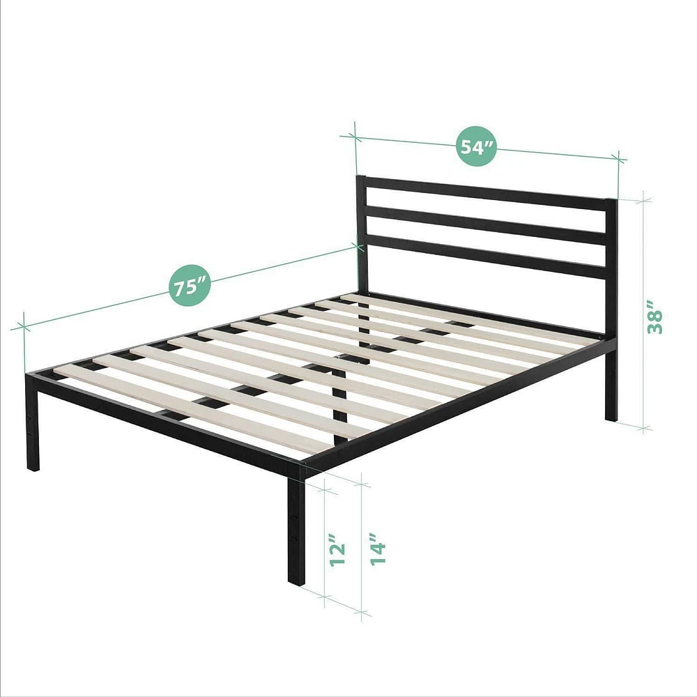 Zinus Mia 14 Inch Metal Platform Bed Frame with Headboard, Twin, Full, Queen, King