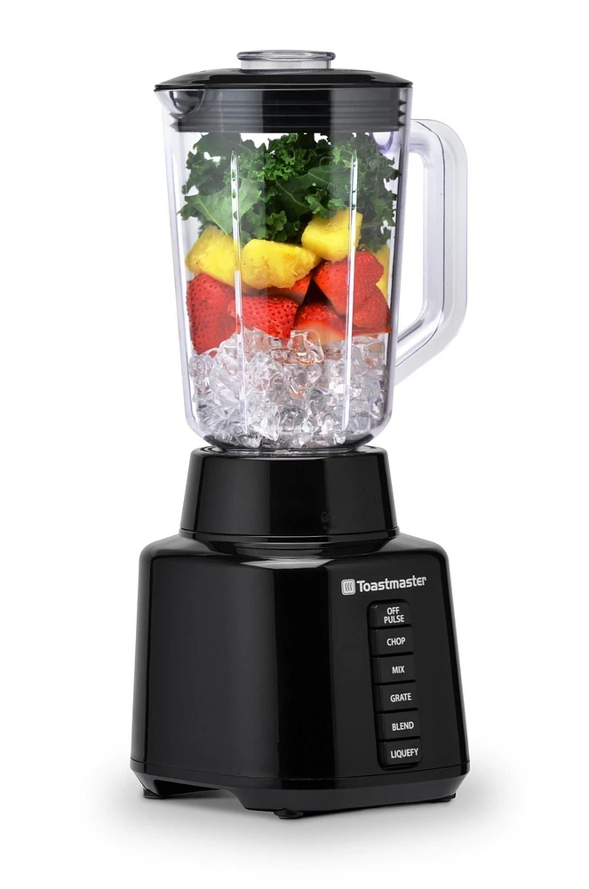 Toastmaster 6 Speed Blender, Black, Plastic Jar, 48 ounce, BPA free