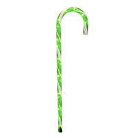 LIGHT UP GREEN/ WHITE CANDY CANE STAKE 71.12CM, 15 OUTDOOR LIGHTS, CLEAR BULB