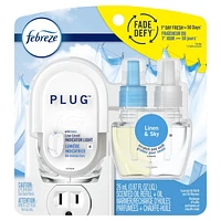 Febreze Odor-Eliminating Fade Defy PLUG Air Freshener, Linen & Sky, Starter Kit & 26 mL Oil Refill