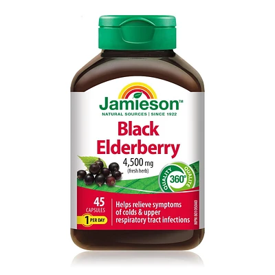 Jamieson Black Elderberry 4500 mg Capsules, 45 Count