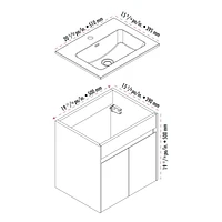 The akuaplus® vanity & basin ISA, wall mounted with 2 soft-close Doors ,  20 in. x 16 in. x 20 in.