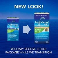 hydraSense Allergies formule complète – Gouttes oculaires sans agent de conservation contre les symptômes de sécheresse oculaire et d’allergie 10 ml