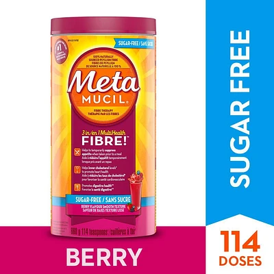 Fibres Metamucil MultiSanté 3 en 1! Supplément de fibres en poudre, sans sucre, saveur de baies 660g