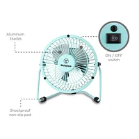 WESTINGHOUSE 4" MINI USB DESK FAN, 360° ADJUSTABLE FAN HEAD