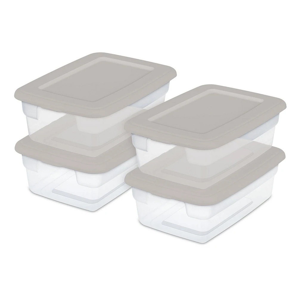 Sterilite Set of (4) 11.4 L Storage Boxes Grey