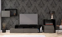 Nexera Damask 72 Inch TV Stand, Bark Grey And Black