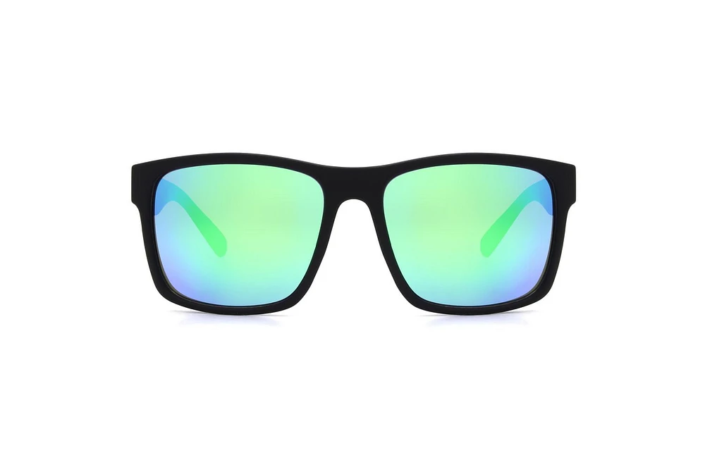 TropicCal Mens Black and Green Wayfarer Sunglasses