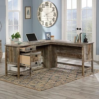 Sauder Granite Trace L-Desk, Rustic Cedar, 433949