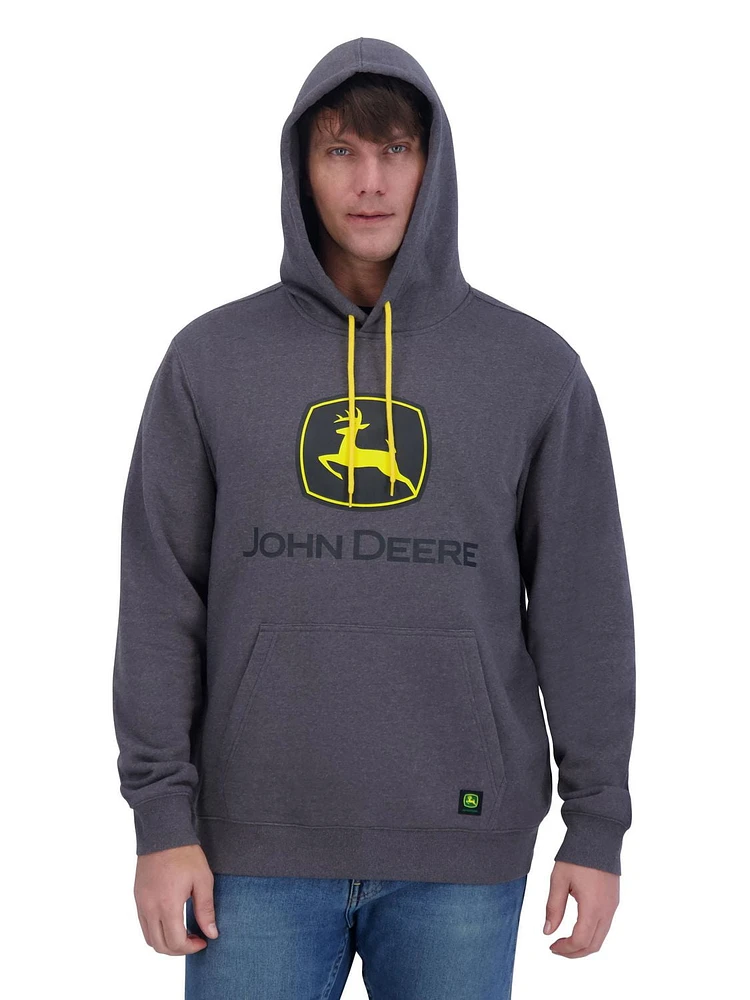 John Deere Men’s and Big Men’s Graphic Logo Fleece Pullover Fleece Hoodie