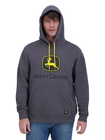 John Deere Men’s and Big Men’s Graphic Logo Fleece Pullover Fleece Hoodie