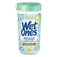Wet Ones Sensitive Skin Alcohol-Free Hand Wipes, 40 Wet wipes