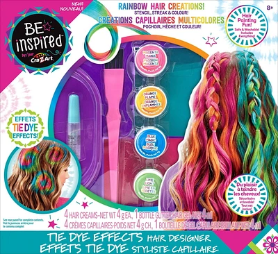 Cra-Z-Art Be Inspired Rainbow Tie Dye Effects Hair Designer for Kids, Craft Kit for Girls, Ages 8 and up