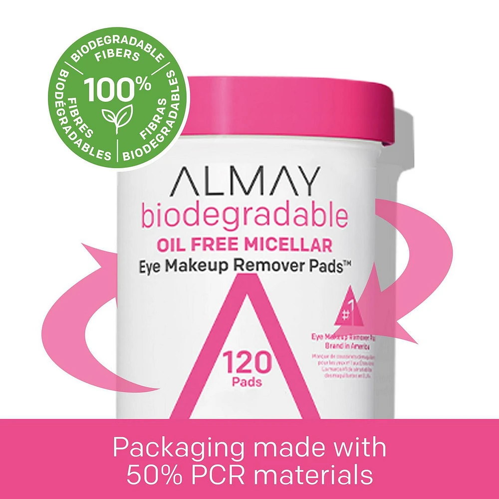 Tampons démaquillants pour les yeux Almay (120 unités) Lingettes biodégradables à l’eau micellaire