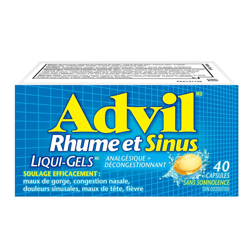 Advil Cold & Sinus Liqui-Gels with Fever Relief and Nasal Decongestant, 40 Count, 40 Count