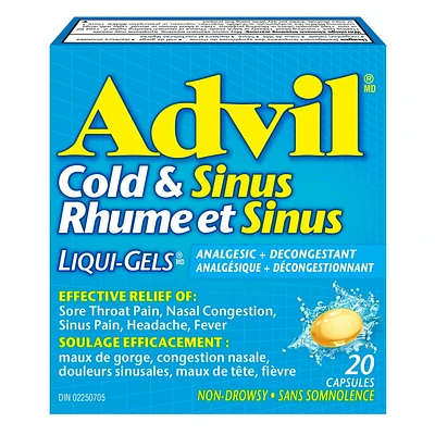 Advil Cold & Sinus Liqui-Gels with Fever Relief and Nasal Decongestant, 20 Count, 20 Count