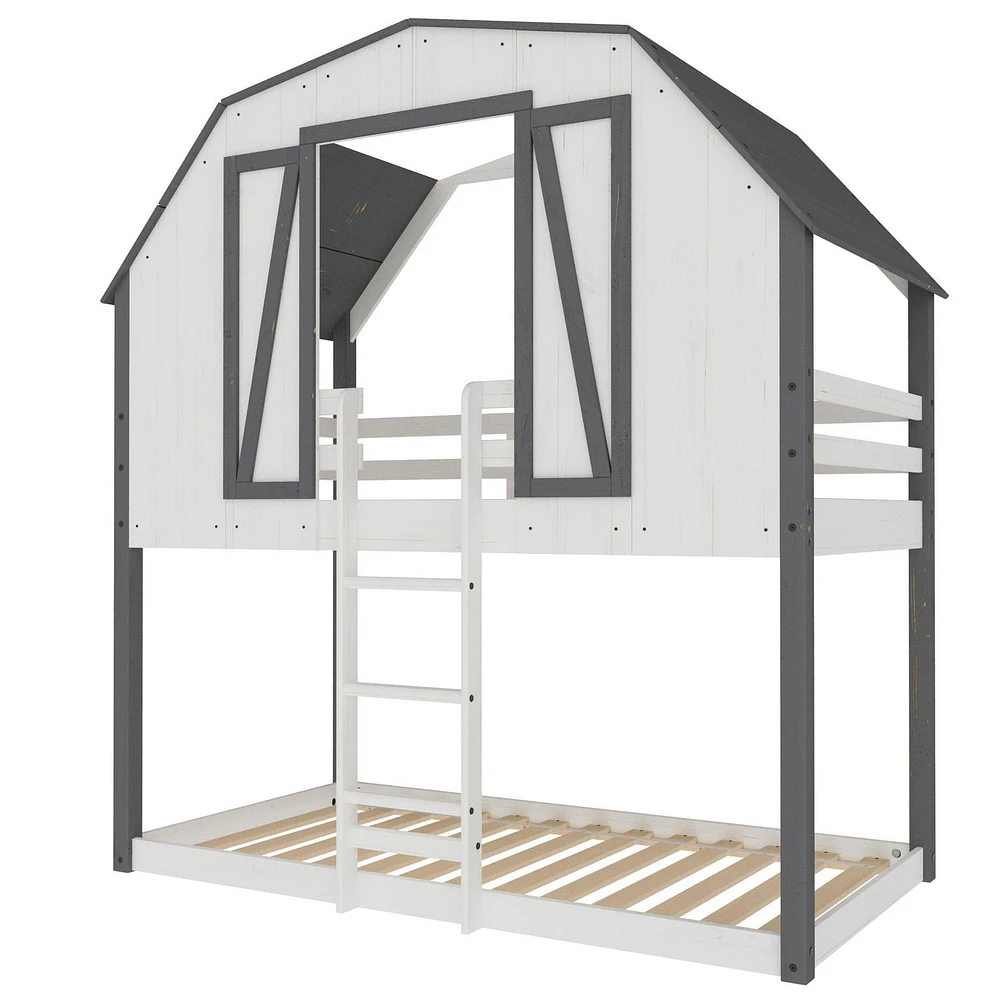 Child Craft Rustic Barn Twin over Twin Bunk Bed