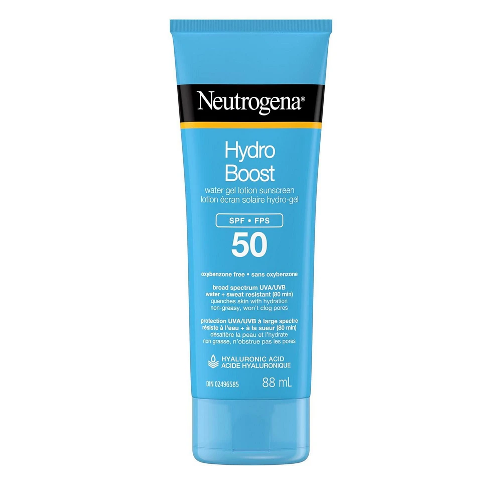 Neutrogena Hydro Boost Water Gel Sunscreen Lotion with Broad Spectrum SPF 50, Water-Resistant & Non-Greasy Hydrating Sunscreen Lotion, Oil-Free, 88 mL