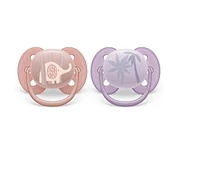 Philips Avent Ultra Soft Pacifier 0-6m, lychee elephant / lilac palms, 2 pack SCF091/09, Avent Ultra Soft Pacifier 0-6m lychee elephant 2pk