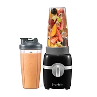 Starfrit 7 pcs  Personal Blender, 2 x 28oz (828ml) cups, 2 x travel lids, 2 blades, 3 speed modes: Low, High & Pulse, 300W