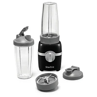 Starfrit 7 pcs  Personal Blender, 2 x 28oz (828ml) cups, 2 x travel lids, 2 blades, 3 speed modes: Low, High & Pulse, 300W