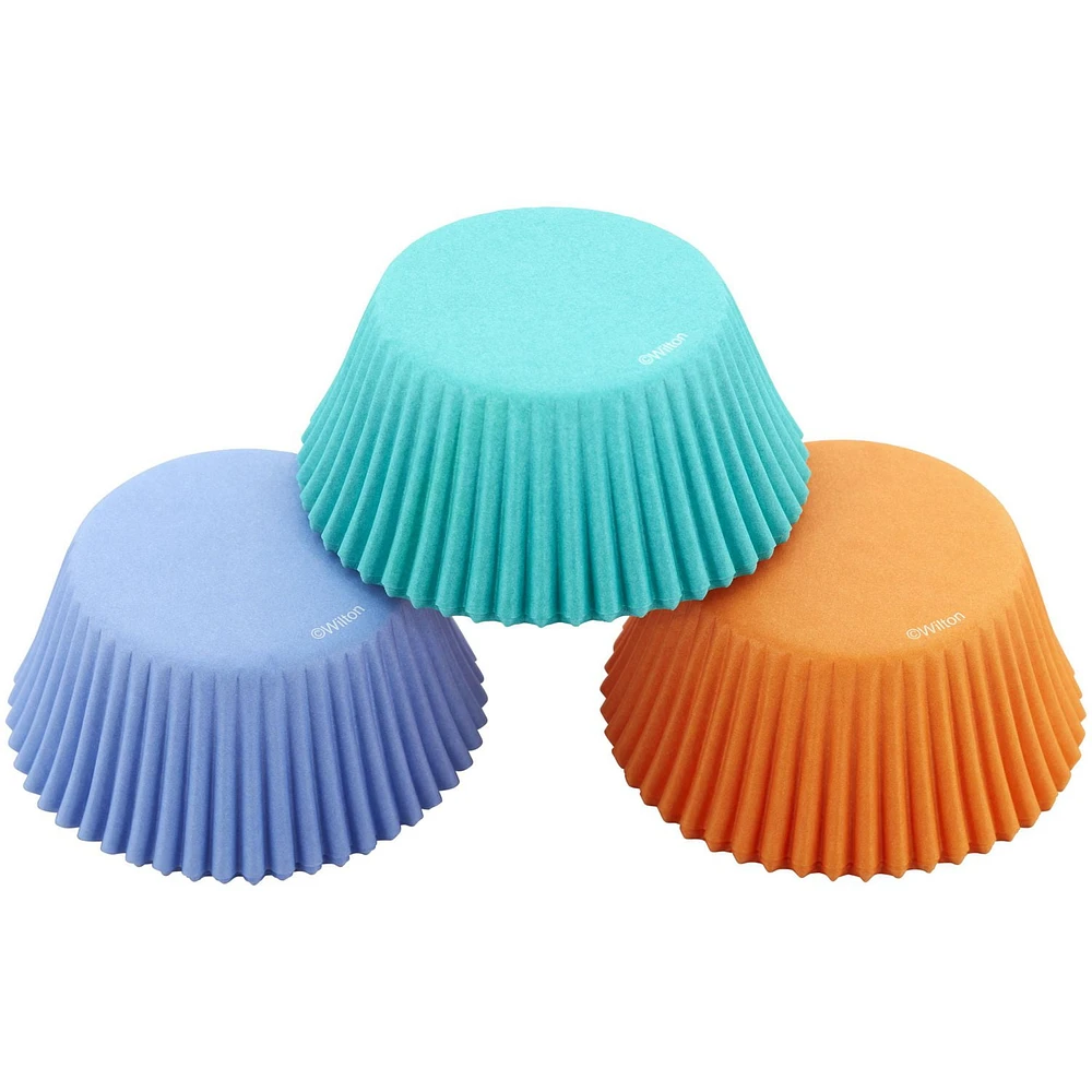 Wilton Teal, Orange and Purple Standard Cupcake Liners, Standard, 75-Count