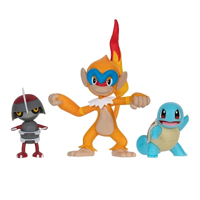 Pack de figurines de combat Pokémon : Pawniard + Squirtle & Monferno