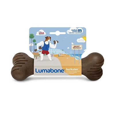 Lumabone Beef-Flavored Bulkster Dog Chew Toy, Medium, Durable dog chew toy