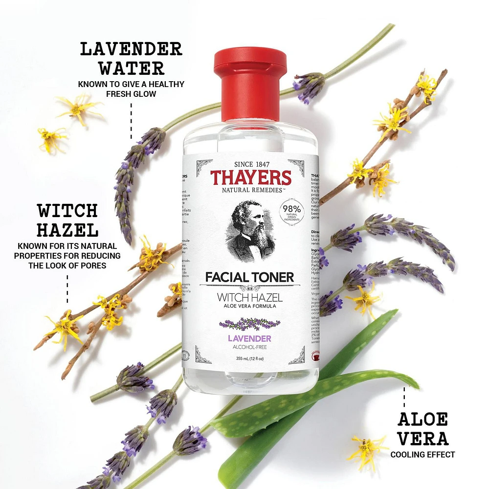 THAYERS Lavender Facial Toner Alcohol-Free Witch Hazel and Aloe Vera formula 355ml, 12 oz