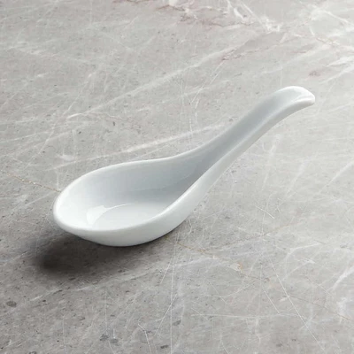 SUNWEALTH Porcelain White Spoon (5.5") Large Head, SUN ceramic spoon