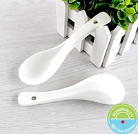 SUNWEALTH Porcelain White Spoon (5.5") Large Head, SUN ceramic spoon