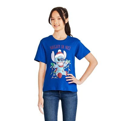 Disney Girls' Stitch Holiday Tee Sizes XS-XL