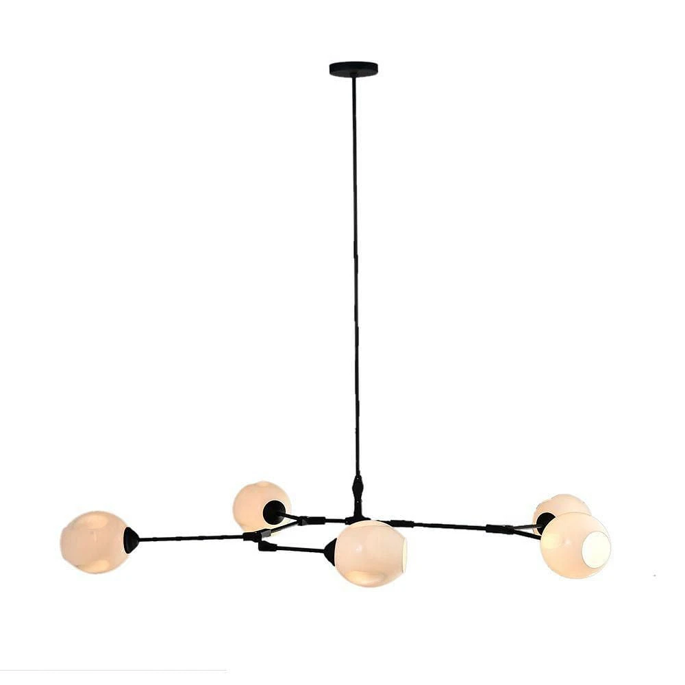 CHASE PENDANT<br>Pendant light with black metal frame and white glass shade.