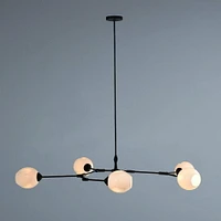 CHASE PENDANT<br>Pendant light with black metal frame and white glass shade.