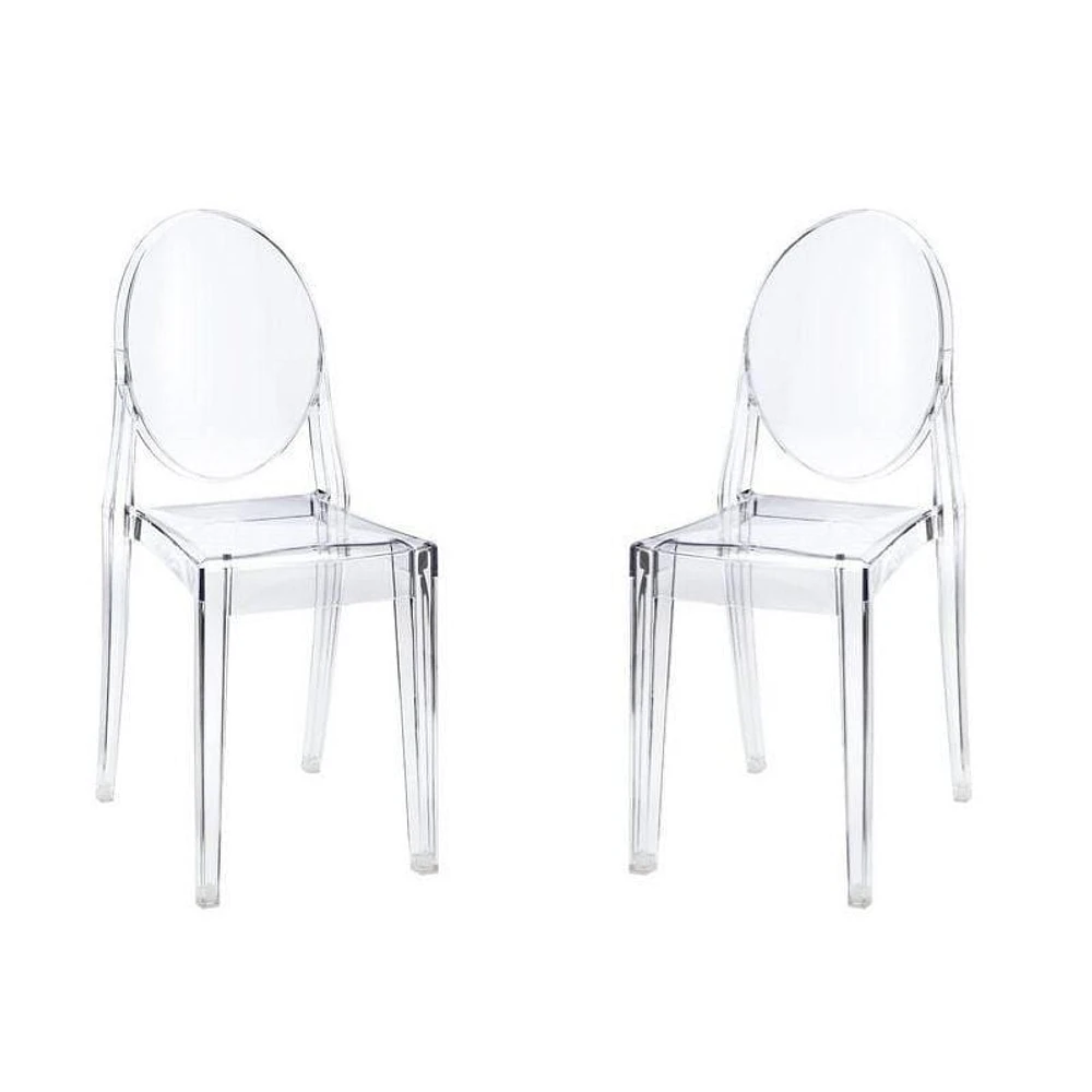 Ghost side chair, clear acrylic dining chair  set of 2