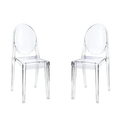 Ghost side chair, clear acrylic dining chair  set of 2