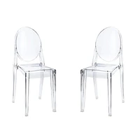 Ghost side chair, clear acrylic dining chair  set of 2