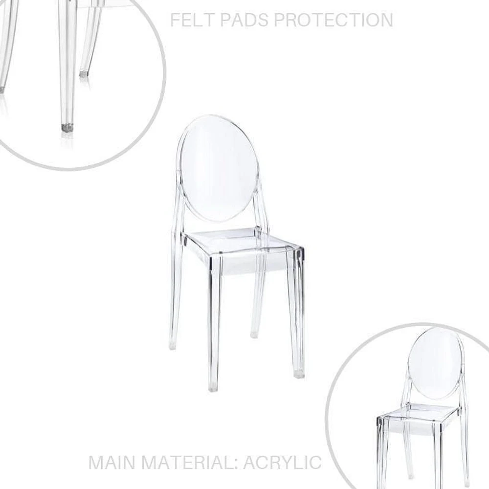 Ghost side chair, clear acrylic dining chair  set of 2